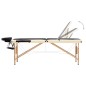  vidaXL Camilla de masaje plegable 3 zonas madera negro y beige