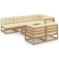 vidaXL Muebles de jardín 8 pzas y cojines madera maciza pino vidaXL Muebles de jardín 8 pzas y cojines madera maciza pino