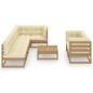 vidaXL Muebles de jardín 8 pzas y cojines madera maciza pino vidaXL Muebles de jardín 8 pzas y cojines madera maciza pino
