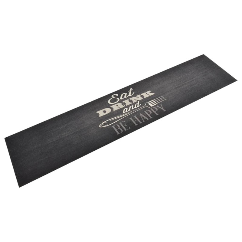 vidaXL Alfombra de cocina lavable terciopelo negro 60x300 cm vidaXL Alfombra de cocina lavable terciopelo negro 60x300 cm