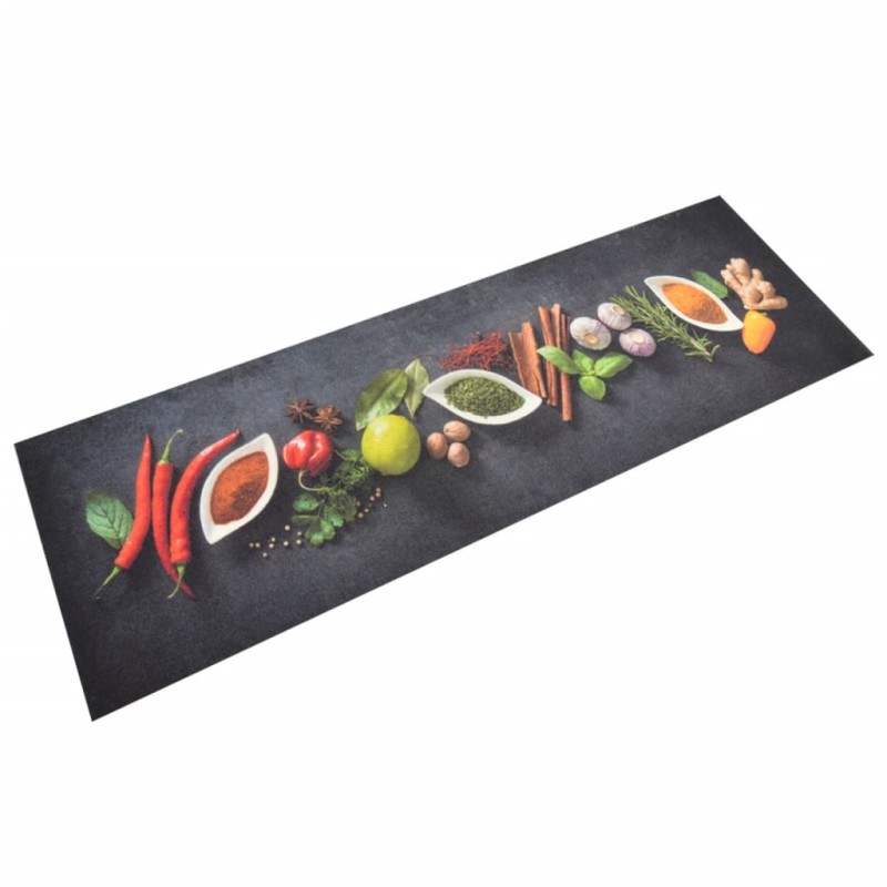vidaXL Alfombra de cocina lavable terciopelo dibujo especias 60x180 cm vidaXL Alfombra de cocina lavable terciopelo dibujo especias 60x180 cm