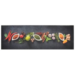vidaXL Alfombra de cocina lavable terciopelo dibujo especias 60x180 cm