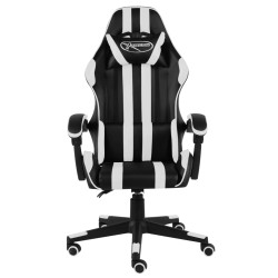 vidaXL Silla gaming de cuero sintético negro y blanco