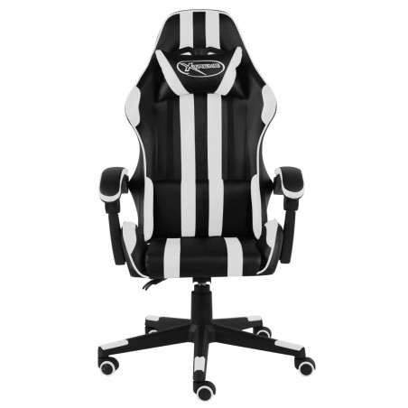 vidaXL Silla gaming de cuero sintético negro y blanco