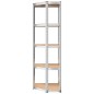 vidaXL Estantería esquina 5 niveles madera contrachapada y acero plata