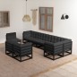 vidaXL Juego de muebles de jardín 9 pzas y cojines madera maciza pino vidaXL Juego de muebles de jardín 9 pzas y cojines madera maciza pino