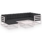 vidaXL Juego de muebles de jardín 7 pzas y cojines madera maciza pino vidaXL Juego de muebles de jardín 7 pzas y cojines madera maciza pino