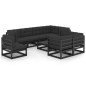 vidaXL Juego de muebles de jardín 9 pzas y cojines madera maciza pino vidaXL Juego de muebles de jardín 9 pzas y cojines madera maciza pino