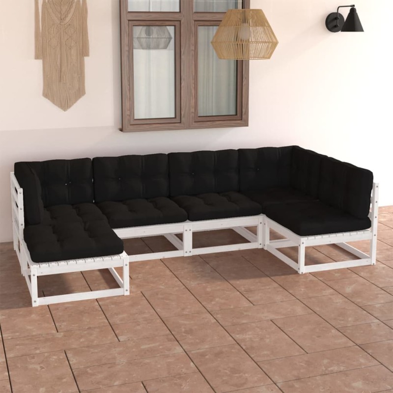 vidaXL Juego de muebles de jardín 6 pzas y cojines madera maciza pino vidaXL Juego de muebles de jardín 6 pzas y cojines madera maciza pino