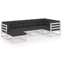 vidaXL Juego de muebles de jardín 6 pzas y cojines madera maciza pino