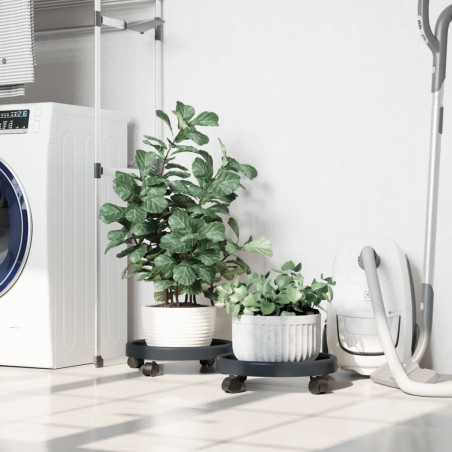 vidaXL Soporte para plantas con ruedas 2 uds gris diámetro 34 cm 35 kg
