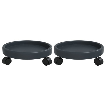 vidaXL Soporte para plantas con ruedas 2 uds gris diámetro 34 cm 35 kg