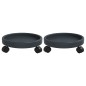 vidaXL Soporte para plantas con ruedas 2 uds gris diámetro 34 cm 35 kg vidaXL Soporte para plantas con ruedas 2 uds gris diámetro 34 cm 35 kg