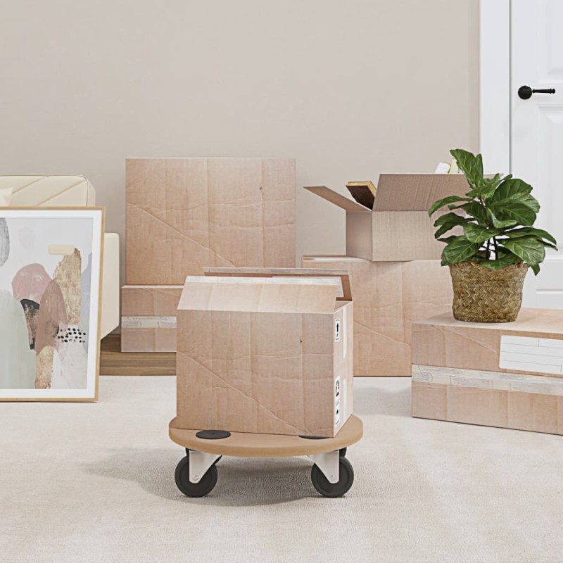 vidaXL Soportes con ruedas 6 uds madera de ingeniería redondo vidaXL Soportes con ruedas 6 uds madera de ingeniería redondo