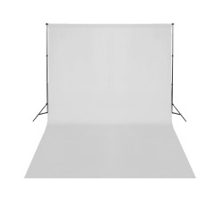 vidaXL Sistema de soporte de fondo telescópico + fondo blanco 3x5 m
