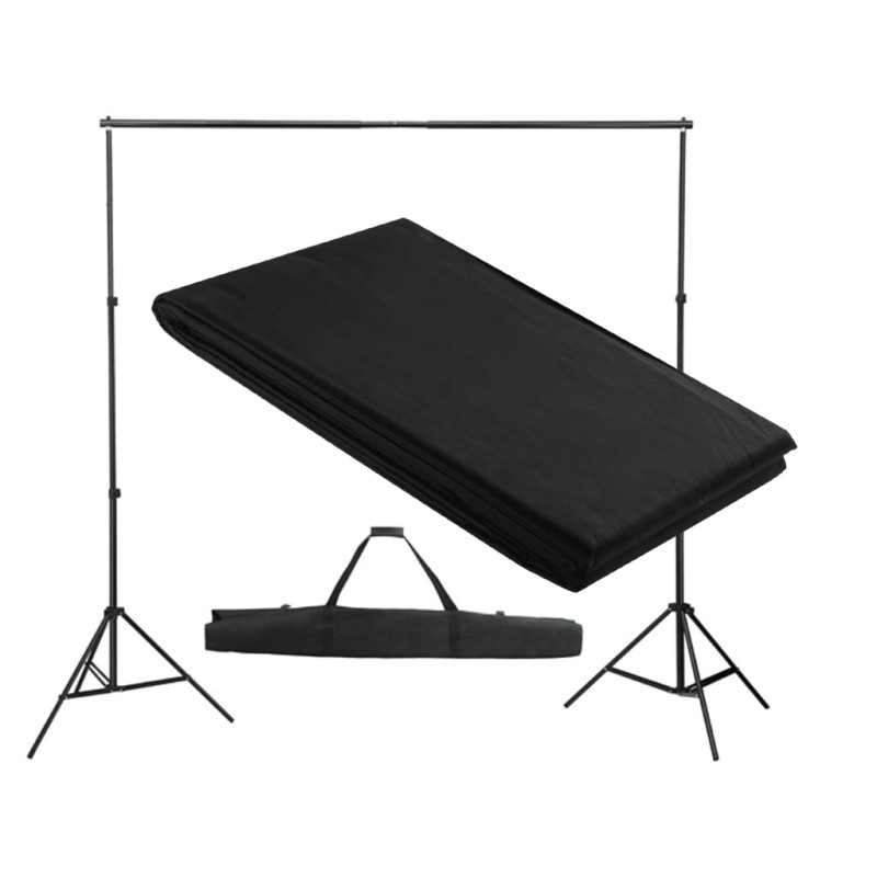 vidaXL Sistema de soporte de telón fondo 300x300 cm negro vidaXL Sistema de soporte de telón fondo 300x300 cm negro