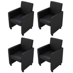  vidaXL Sillas de comedor 4 unidades cuero sintético negro