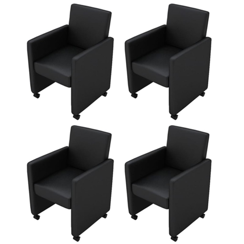  vidaXL Sillas de comedor 4 unidades cuero sintético negro