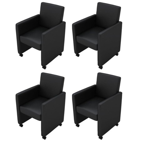  vidaXL Sillas de comedor 4 unidades cuero sintético negro