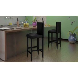 vidaXL Taburetes de bar 6 unidades de cuero artificial negro 
