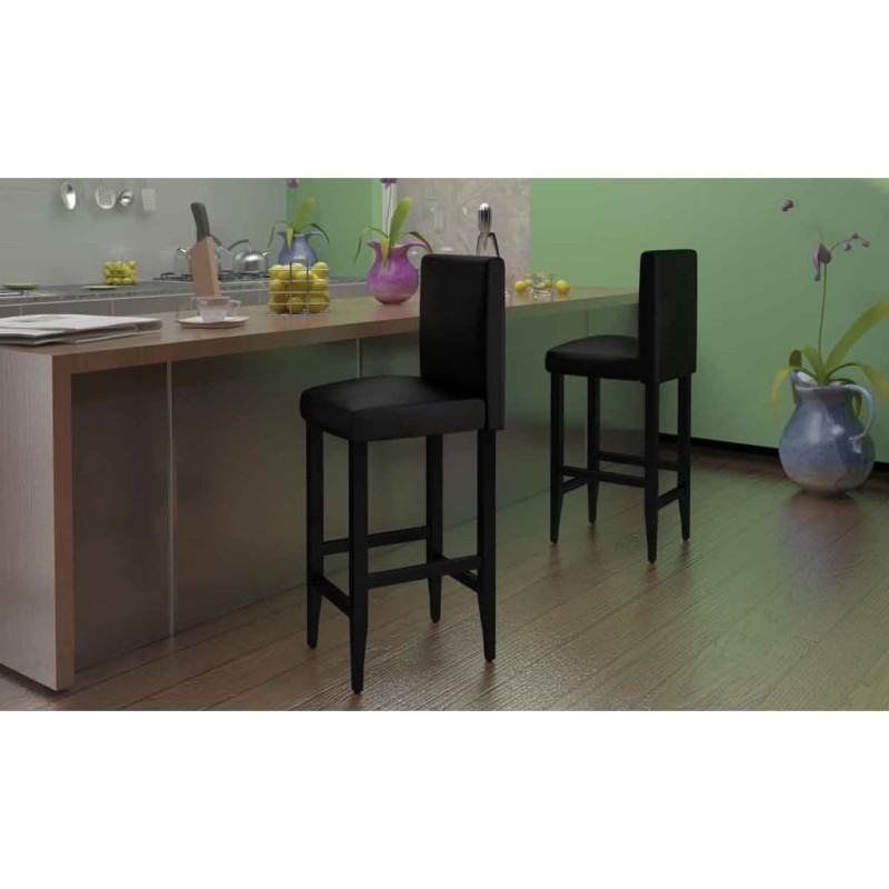 vidaXL Taburetes de bar 6 unidades de cuero artificial negro vidaXL Taburetes de bar 6 unidades de cuero artificial negro