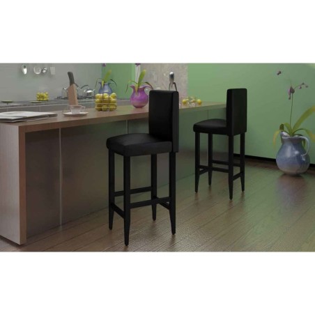 vidaXL Taburetes de bar 6 unidades de cuero artificial negro 
