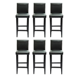 vidaXL Taburetes de bar 6 unidades de cuero artificial negro 