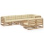 vidaXL Juego de muebles de jardín 9 pzas y cojines madera maciza pino vidaXL Juego de muebles de jardín 9 pzas y cojines madera maciza pino