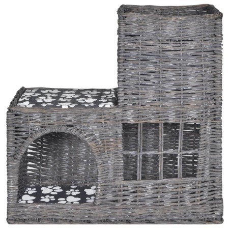 vidaXL Casa/cama/rascador/castillo para mascotas de sauce con cojín