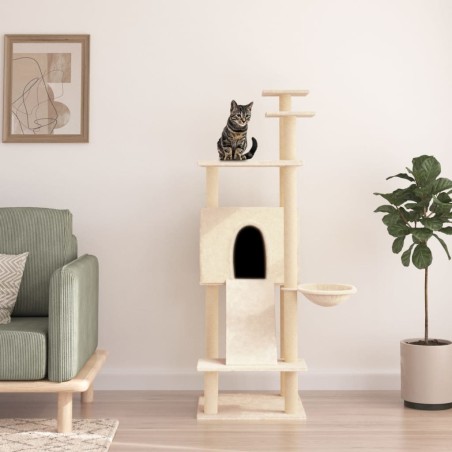 vidaXL Rascador para gatos con postes de sisal crema 153 cm