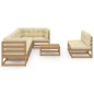vidaXL Juego de muebles de jardín 9 pzas y cojines madera maciza pino vidaXL Juego de muebles de jardín 9 pzas y cojines madera maciza pino