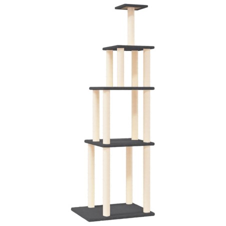 vidaXL Rascador para gatos con postes de sisal gris oscuro 183 cm