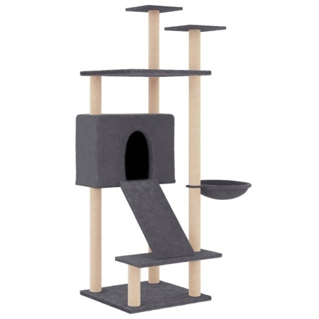 vidaXL Rascador para gatos con postes de sisal gris oscuro 153 cm