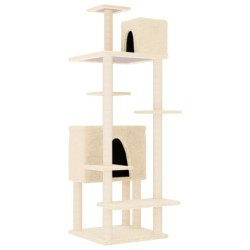 vidaXL Rascador para gatos con postes de sisal crema 154 cm
