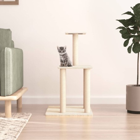vidaXL Rascador para gatos con postes de sisal color crema 85,5 cm