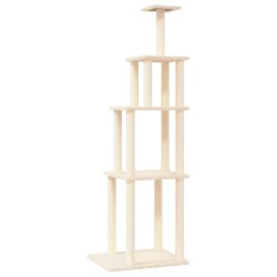 vidaXL Rascador para gatos con postes de sisal color crema 183 cm
