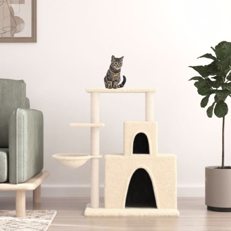 vidaXL Rascador para gatos con postes de sisal color crema 83 cm