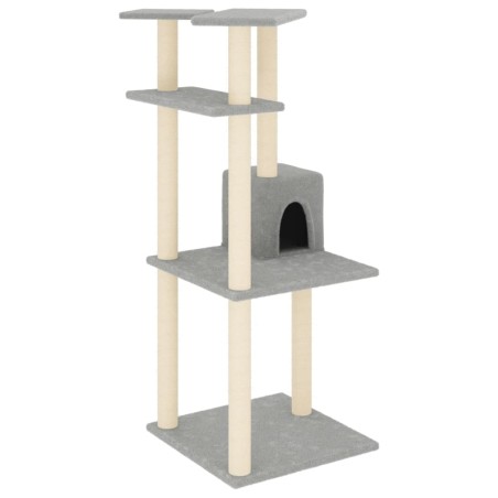 vidaXL Rascador para gatos con postes de sisal gris claro 123 cm