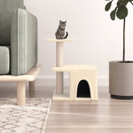 vidaXL Rascador para gatos con postes de sisal color crema 48 cm