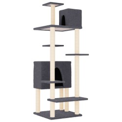 vidaXL Rascador para gatos con postes de sisal gris oscuro 154 cm