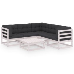 vidaXL Juego de muebles de jardín 6 pzas y cojines madera maciza pino