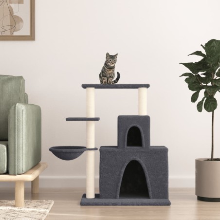 vidaXL Rascador para gatos con postes de sisal gris oscuro 83 cm