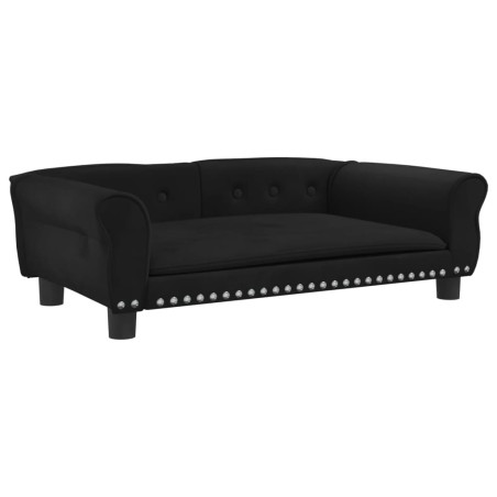 vidaXL Cama para perros de terciopelo negro 95x55x30 cm