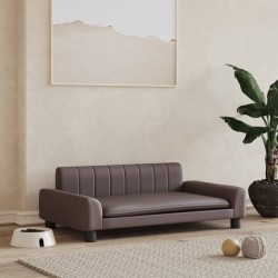 vidaXL Cama para perros de cuero sintético marrón 90x53x30 cm