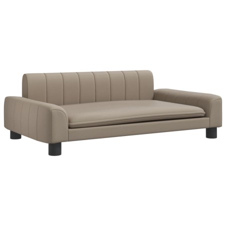 vidaXL Cama para perros de cuero sintético color capuchino 90x53x30 cm