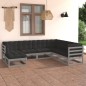 vidaXL Juego de muebles de jardín 7 pzas y cojines madera maciza pino vidaXL Juego de muebles de jardín 7 pzas y cojines madera maciza pino