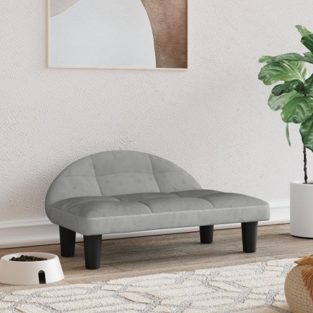 vidaXL Cama para perros de terciopelo gris claro 70x52x30 cm