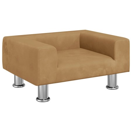 vidaXL Cama para perros de terciopelo marrón 50x40x26,5 cm
