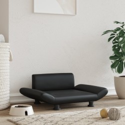 vidaXL Cama para perros de cuero sintético negra 70x45x28 cm