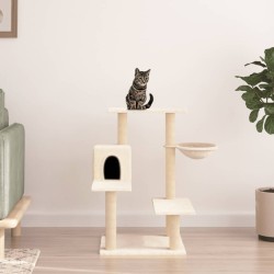 vidaXL Rascador para gatos con postes de sisal color crema 82,5 cm